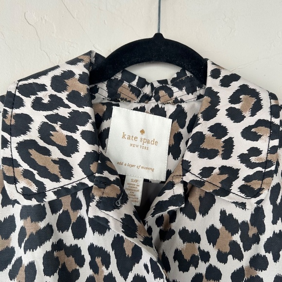 Kate Spade Cotton Blend Leopard Print A-line Coat Women's Size Small Button Up - Picture 12 of 15